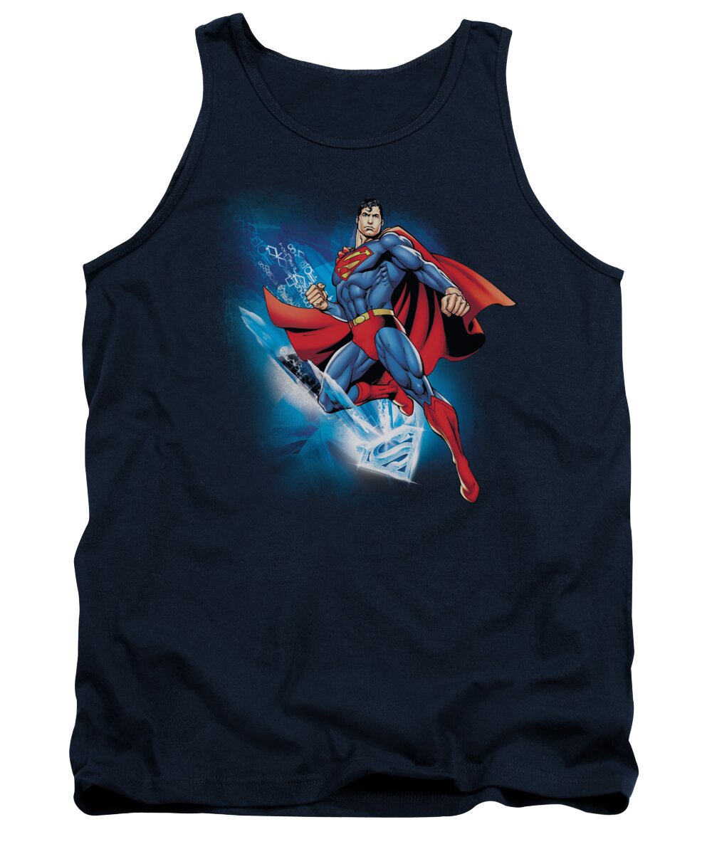 Superman Tank Top featuring the digital art Superman - Crystallize by Brand A