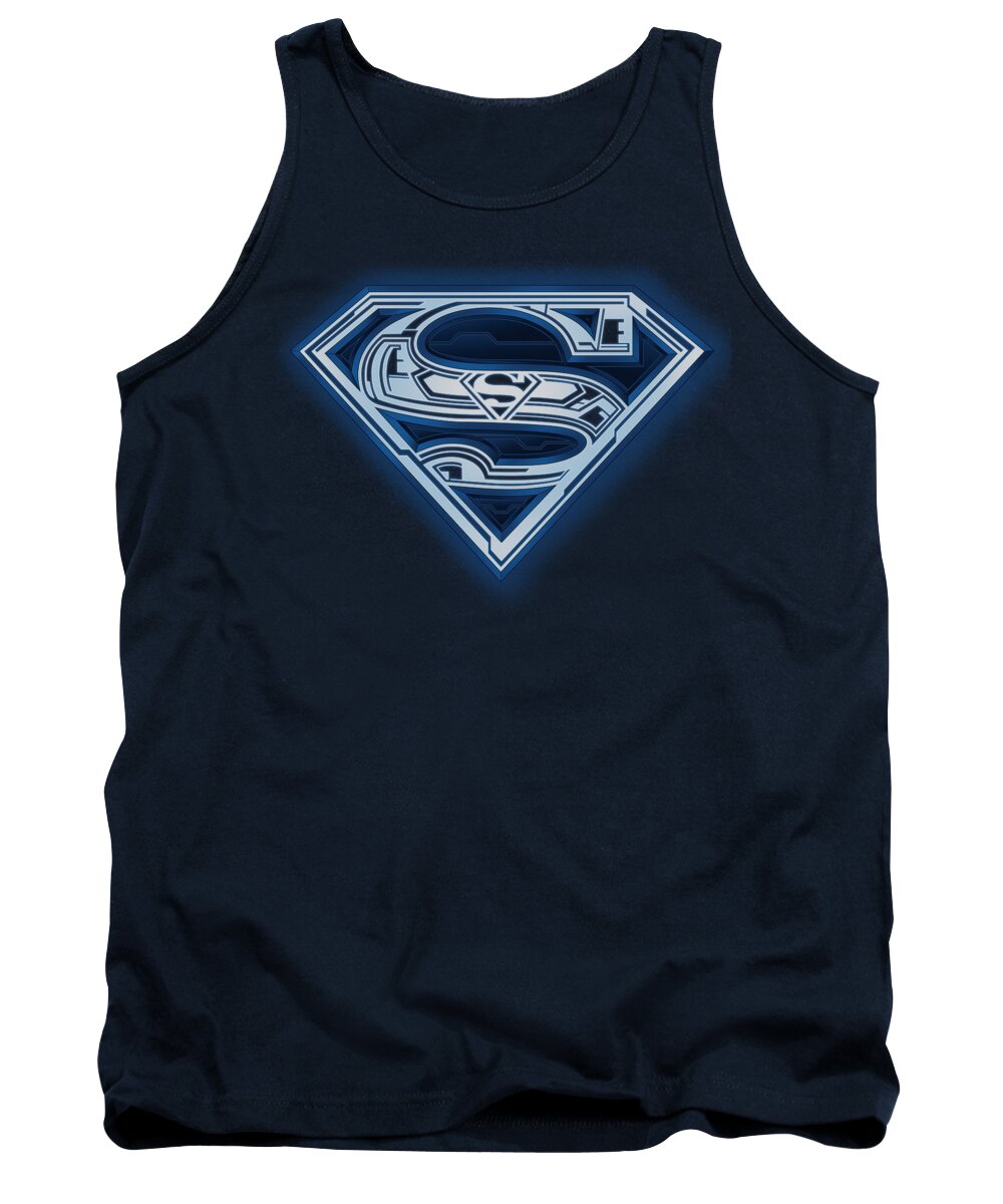 Superman Tank Top featuring the digital art Superman - Cyber Shield by Brand A