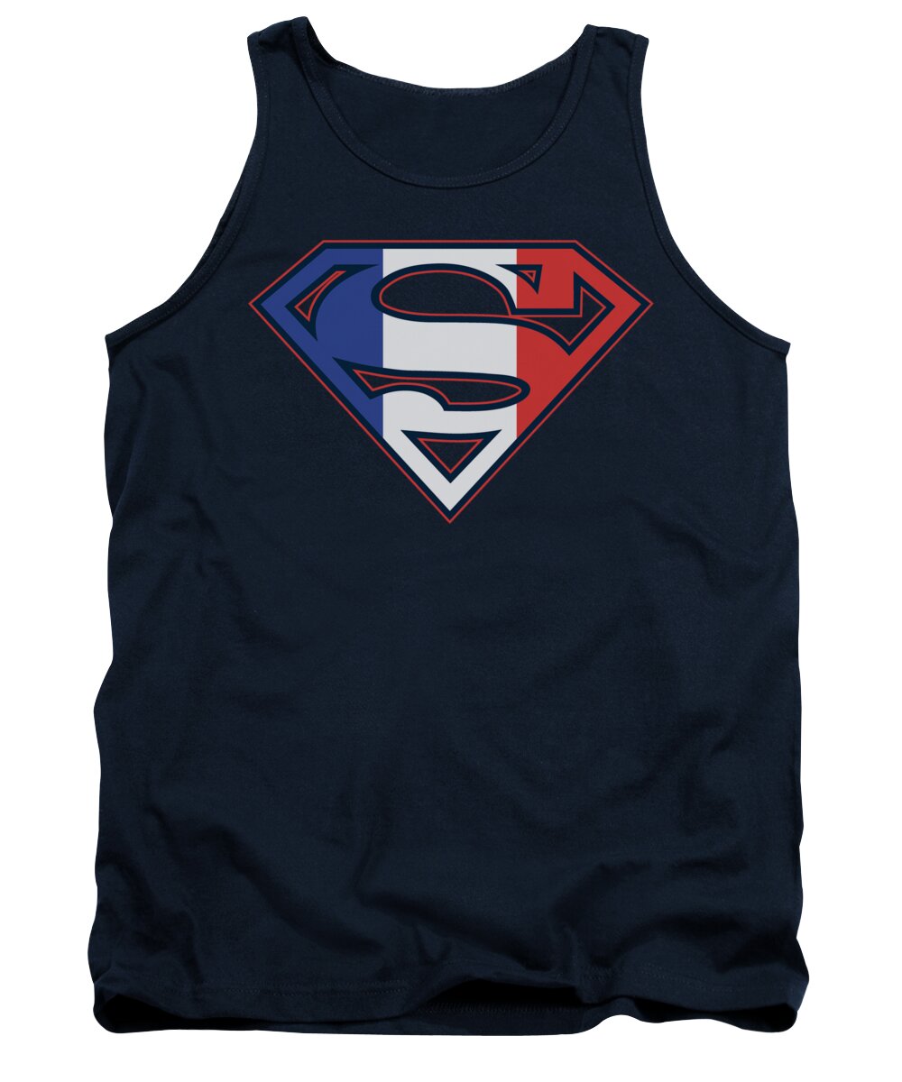 Superman Tank Top featuring the digital art Superman - French Shield by Brand A