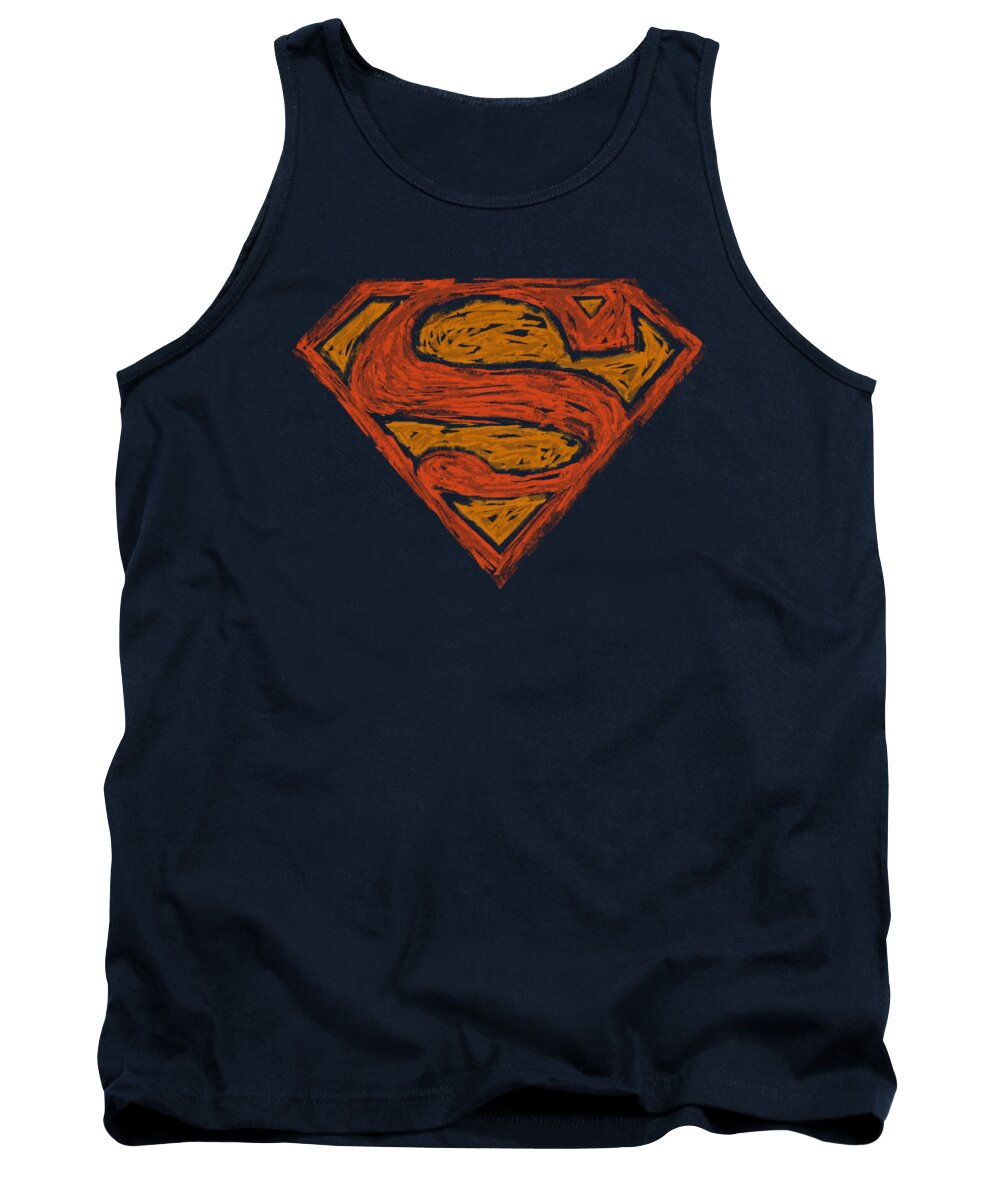 Superman Tank Top featuring the digital art Superman - Messy S by Brand A