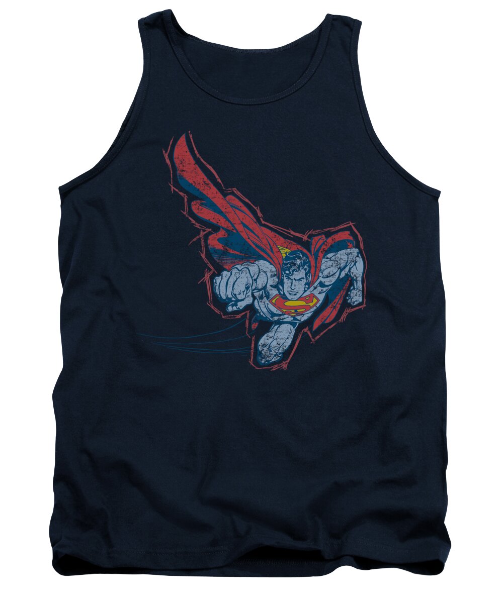 Superman Tank Top featuring the digital art Superman - Scribble And Soar by Brand A
