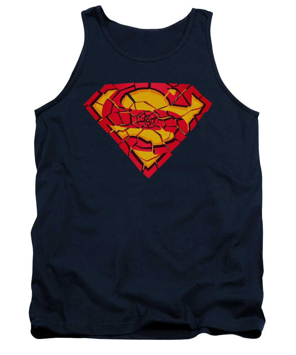 Superman Tank Top featuring the digital art Superman - Shattered Shield by Brand A