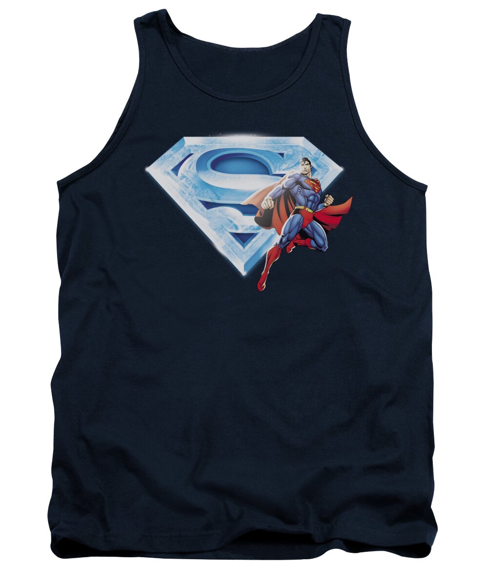 Superman Tank Top featuring the digital art Superman - Superman And Crystal Logo by Brand A