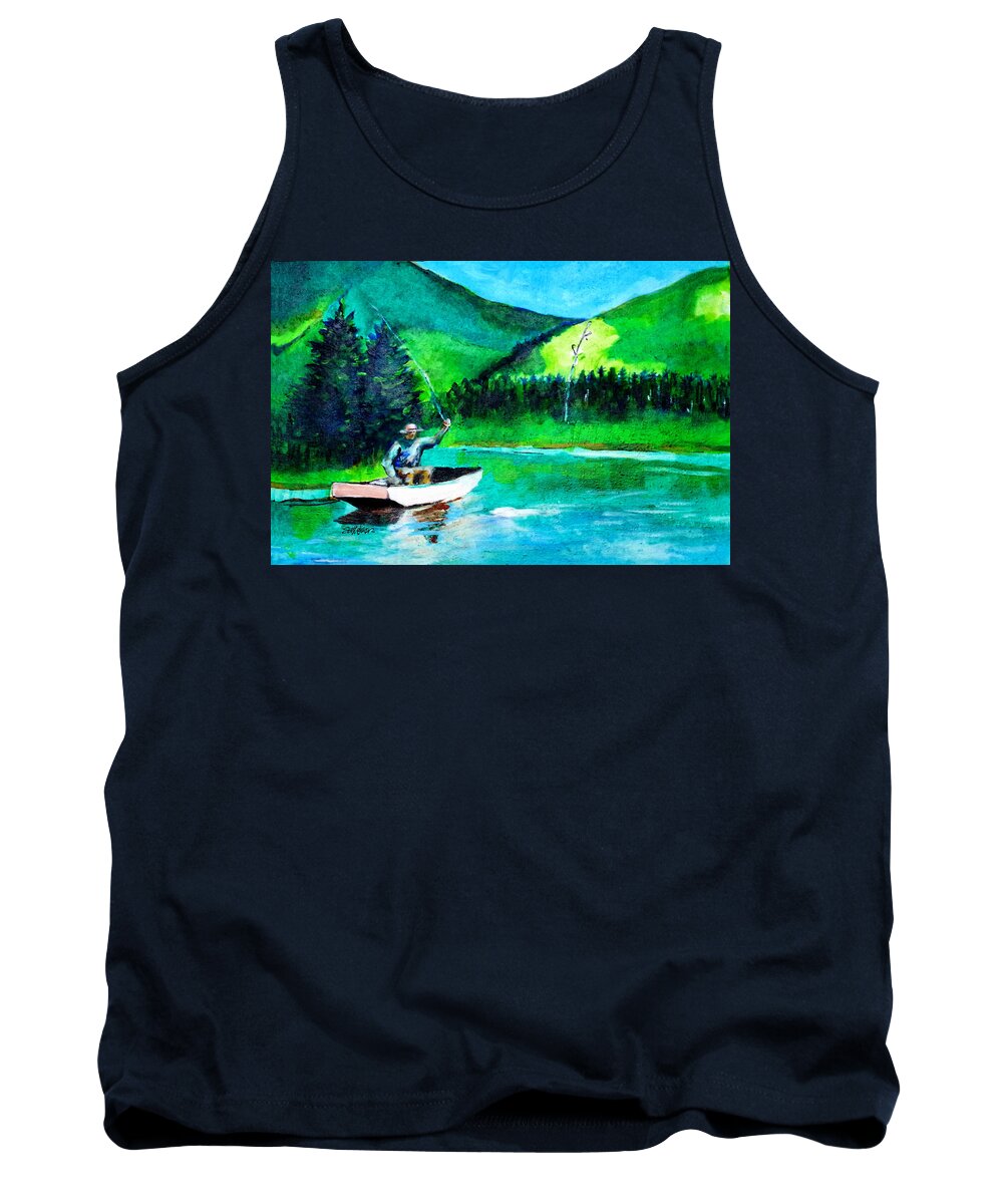 The First Cast Tank Top featuring the painting The First Cast by Seth Weaver