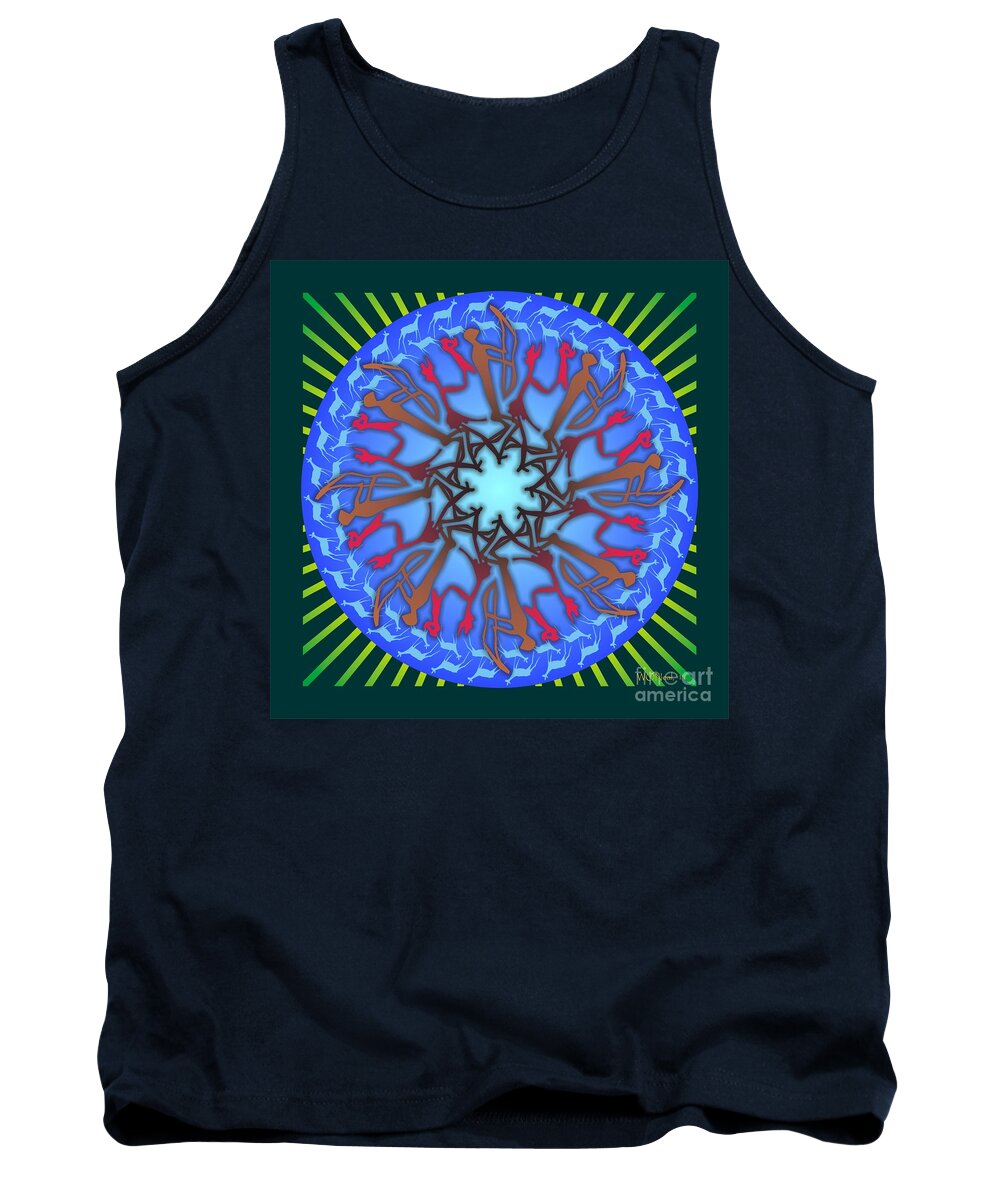 Figures Tank Top featuring the digital art Tribal Hunt and Blessing by Walter Neal