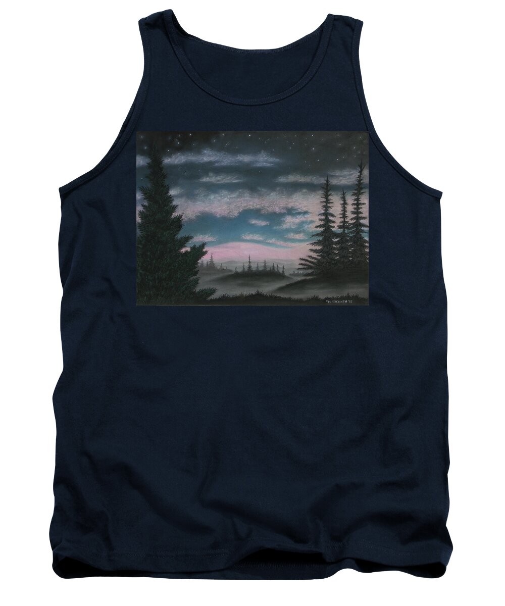 Whispering Tank Top featuring the pastel Whispering Pines 02 by Michael Heikkinen
