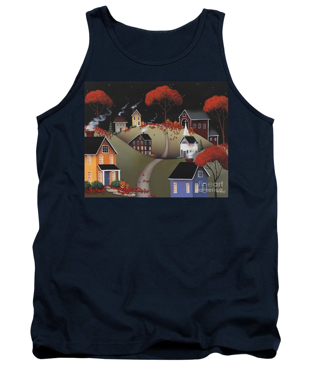 Art Tank Top featuring the painting Wickford Village Halloween ll by Catherine Holman