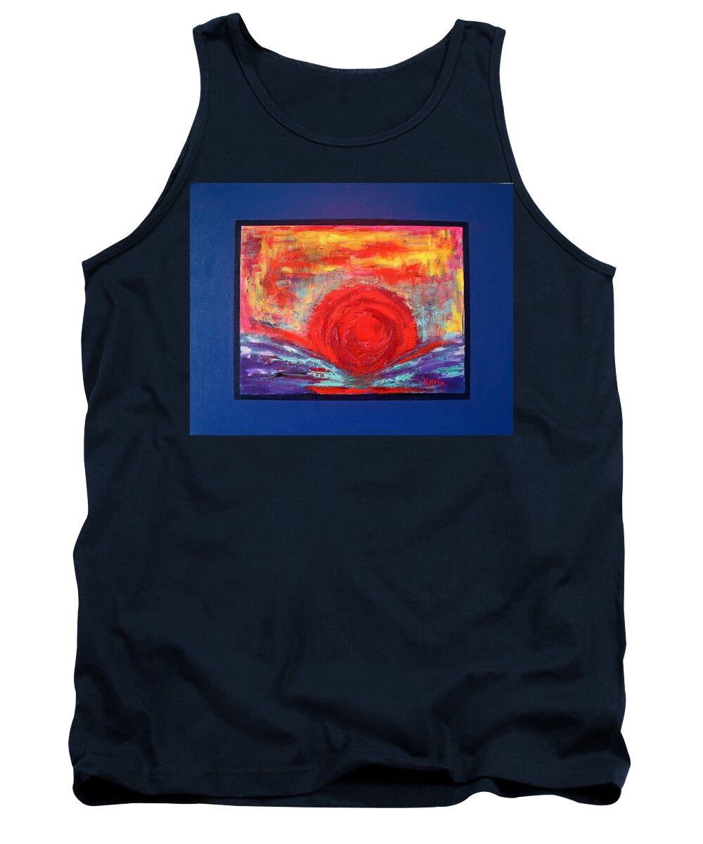 Sunset Tank Top featuring the painting Almost Gone by Karin Eisermann