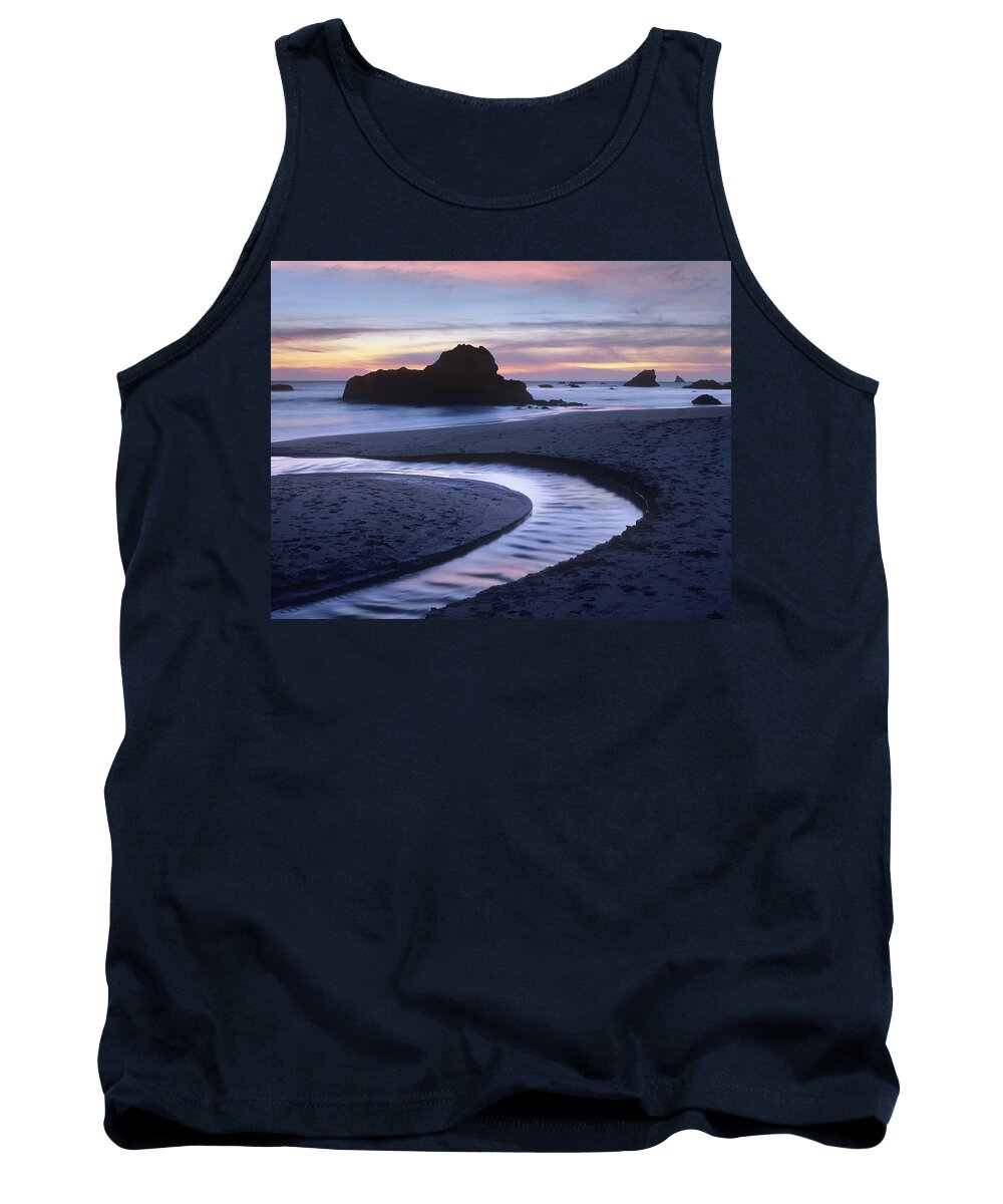 00177084 Tank Top featuring the photograph Creek Flowing Into Ocean At Harris by Tim Fitzharris