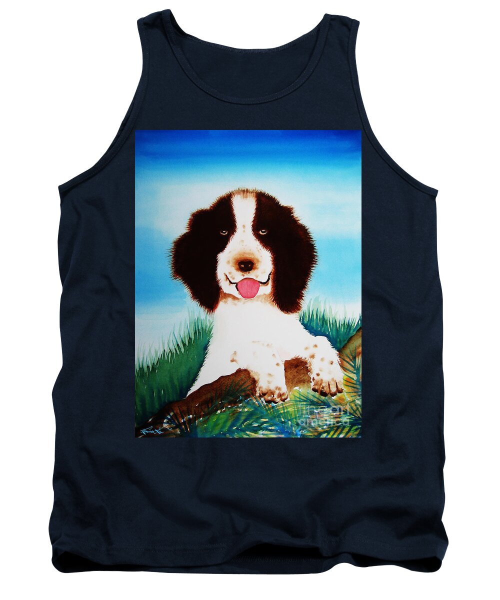 Animals Tank Top featuring the painting English Springer Spaniel by Frances Ku