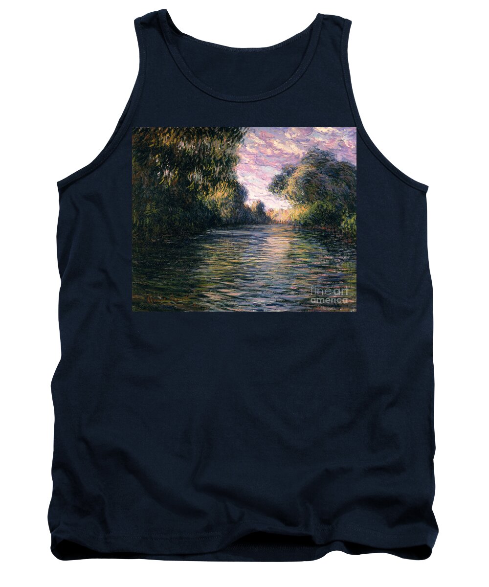 Impressionist;river;landscape;matin Tank Top featuring the painting Morning on the Seine by Claude Monet