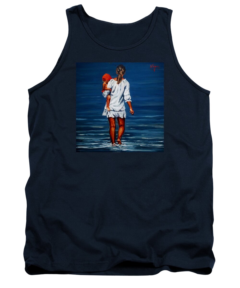 Mother Tank Top featuring the painting Mother And Baby by Natalia Tejera