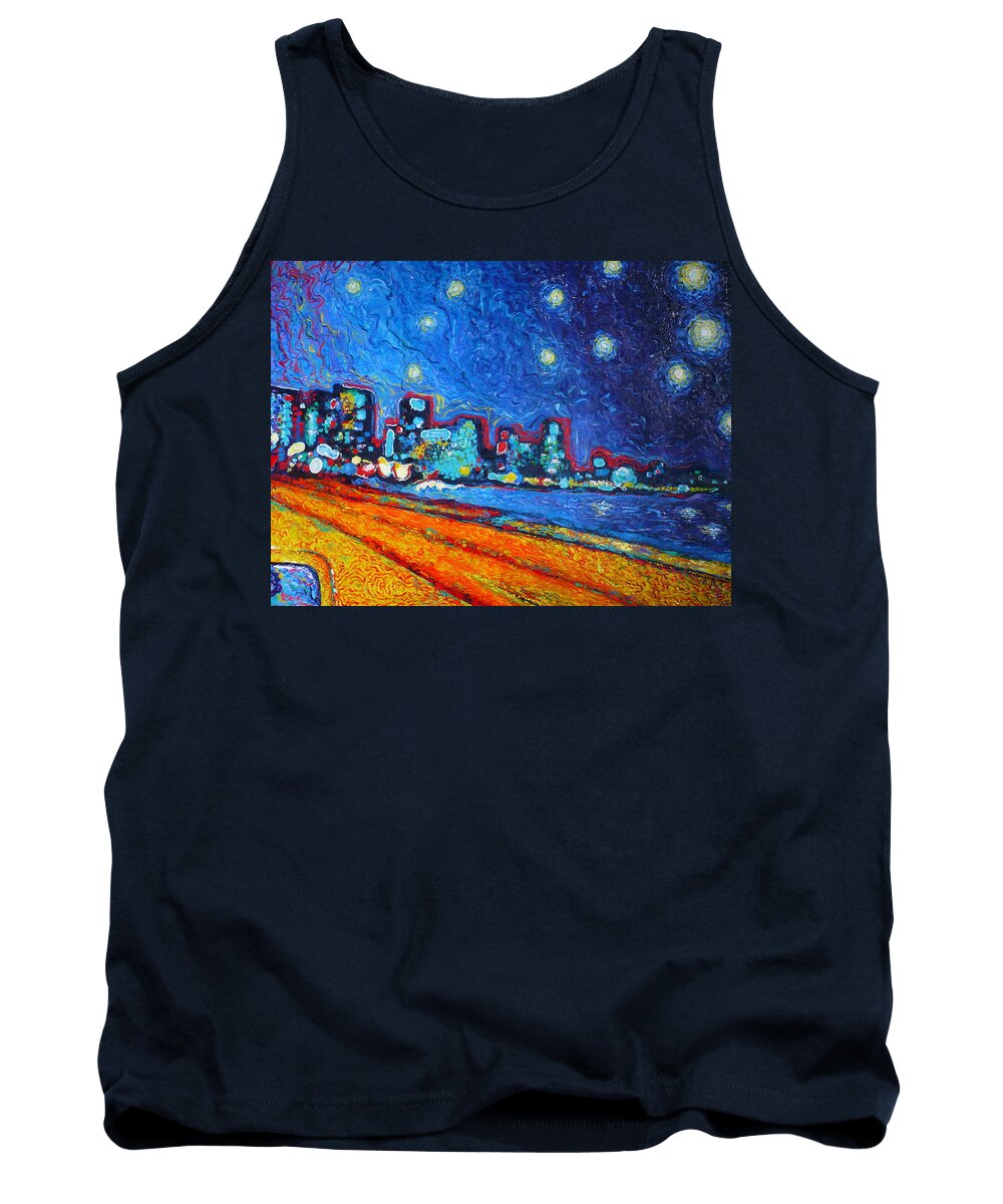 Expressionism Tank Top featuring the painting Starry sky over Bocagrande by Ericka Herazo