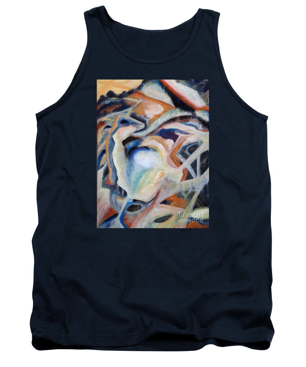 Abstract Tank Top featuring the painting 01317 Process by AnneKarin Glass