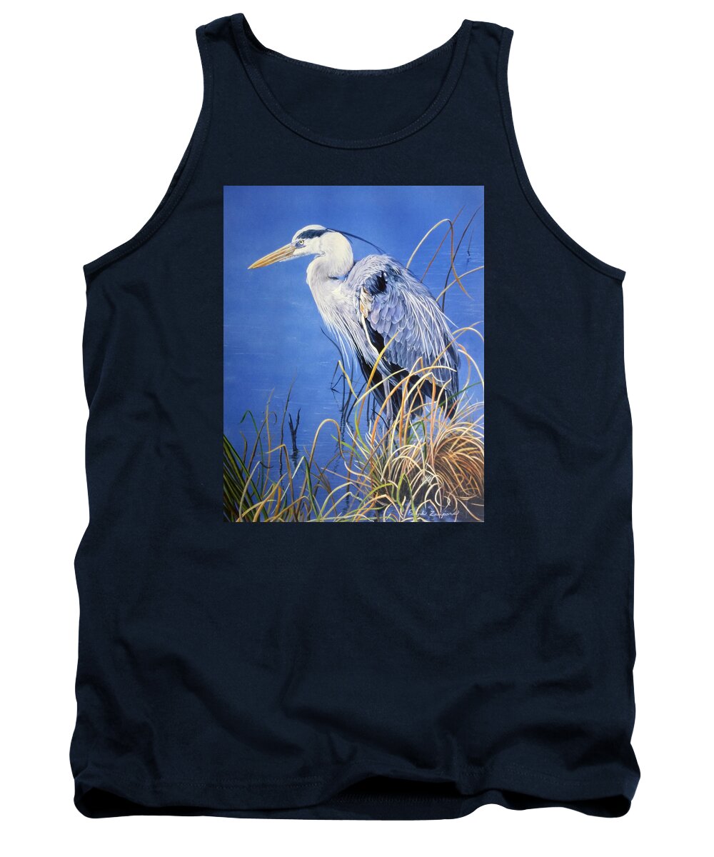 Wildlife Tank Top featuring the painting Master of the Marsh #2 by Frank Zampardi