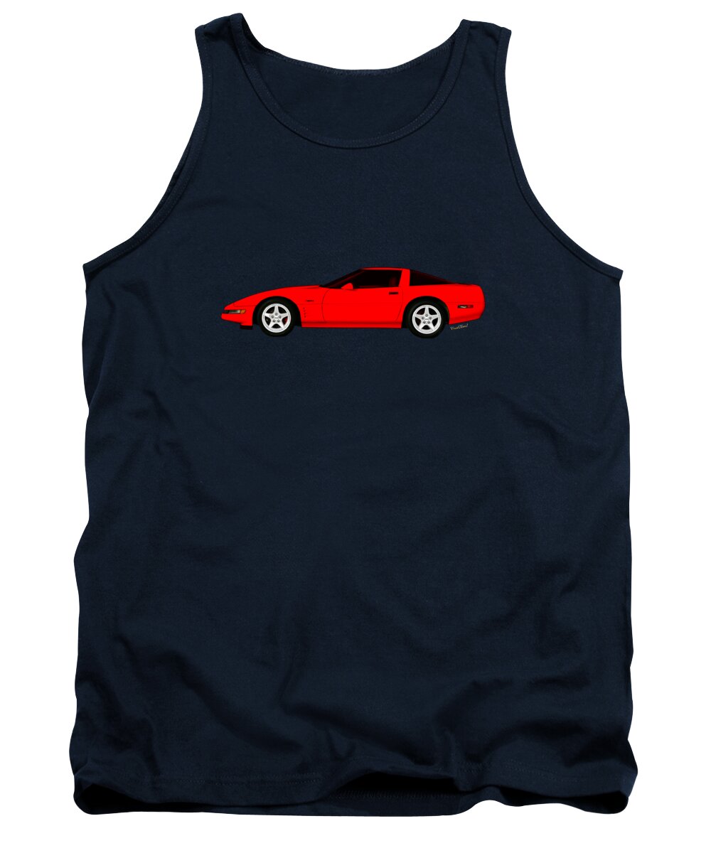 Corvette Tank Top featuring the digital art A Little C-4 ZR-1 Corvette on the Side by Chas Sinklier