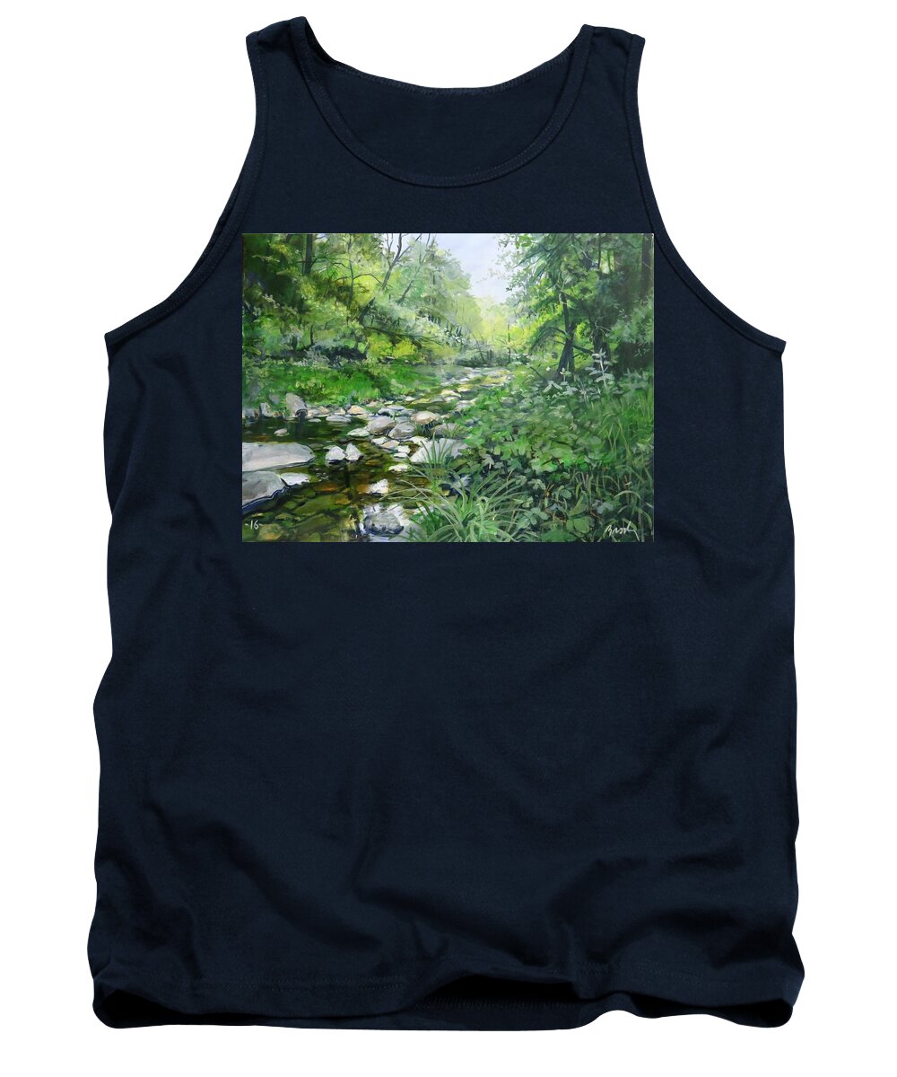 Stream Tank Top featuring the painting Another Look by William Brody