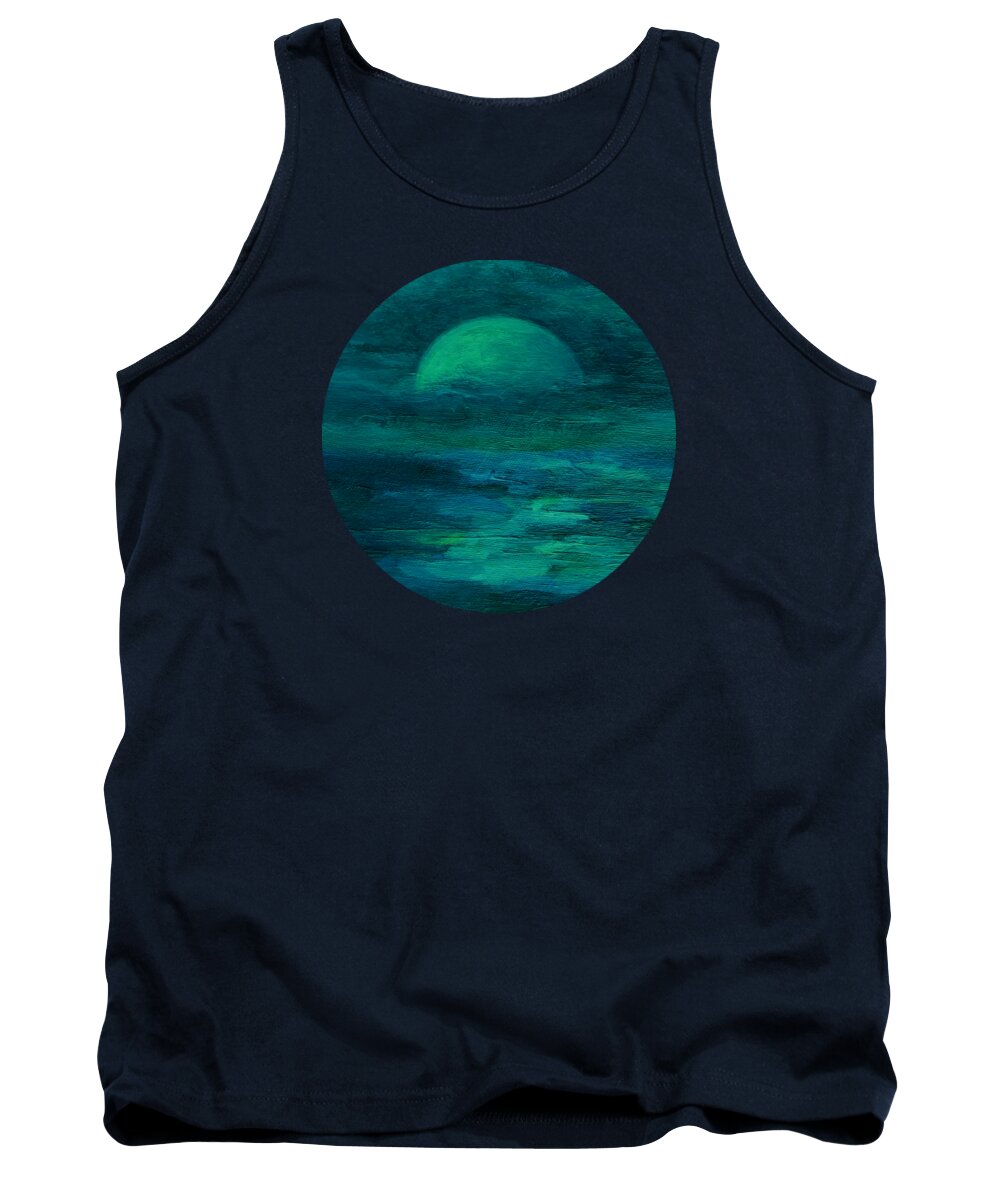 Evening Beach Landscape Tank Top featuring the painting Moonlight on the Water by Mary Wolf