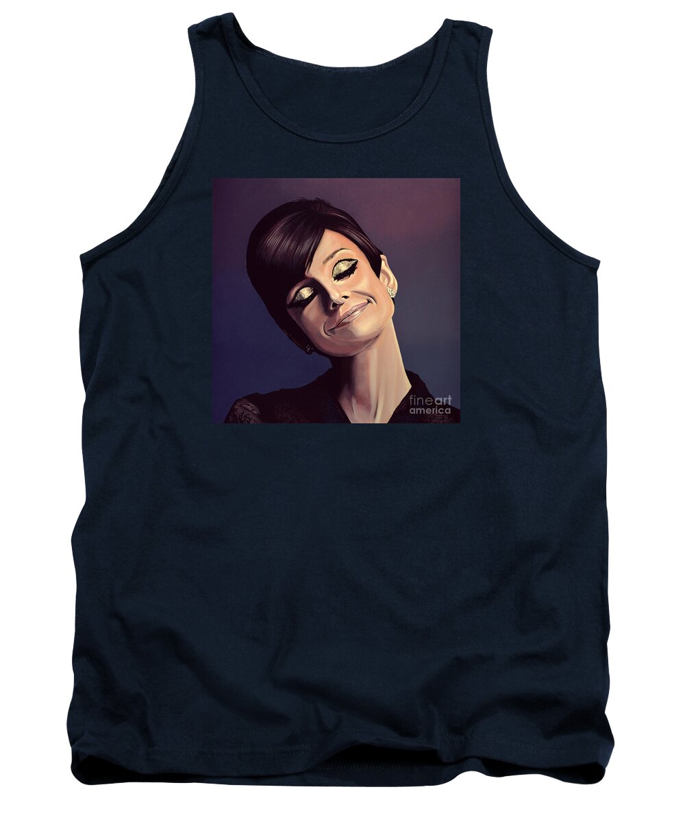 Audrey Hepburn Tank Top featuring the painting Audrey Hepburn Painting by Paul Meijering