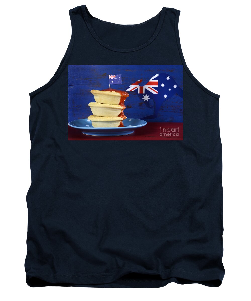 Australia Tank Top featuring the photograph Australian iconic meat pies and tomato sauce by Milleflore Images