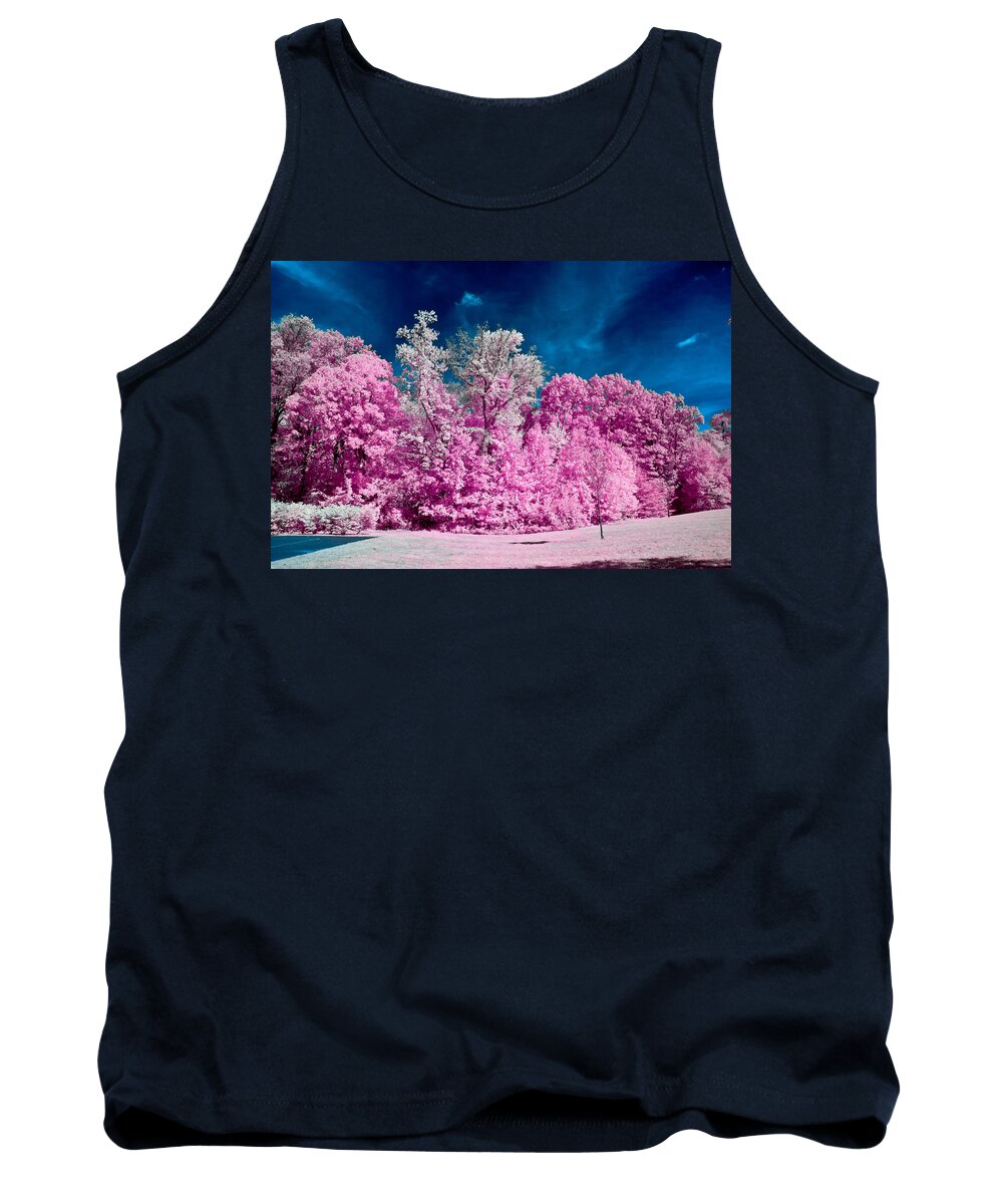 Infrared Tank Top featuring the photograph Autumn Trees in Infrared by Louis Dallara