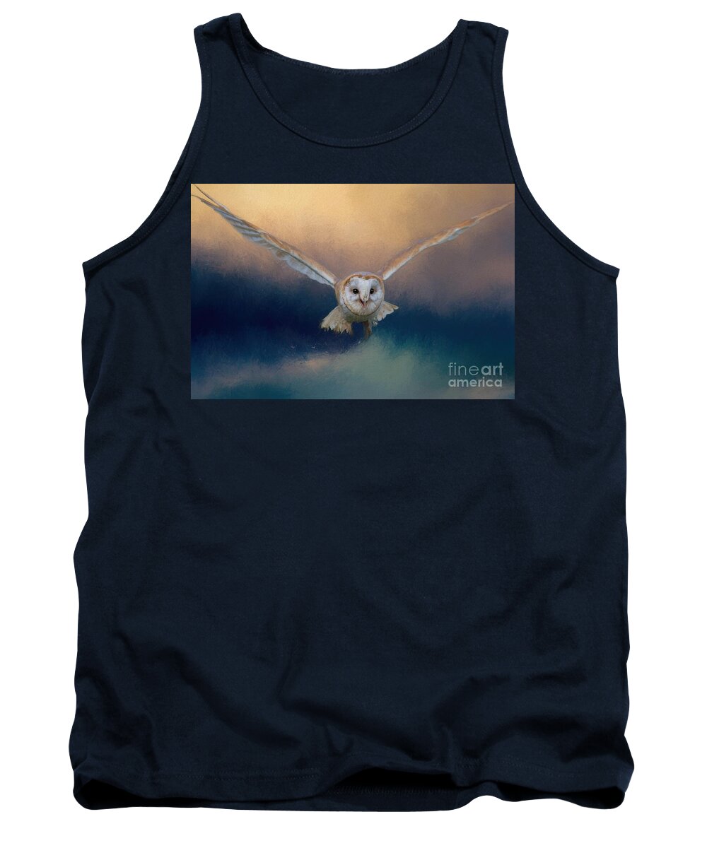 Barn Owl Tank Top featuring the photograph Barn Owl in Flight by Eva Lechner