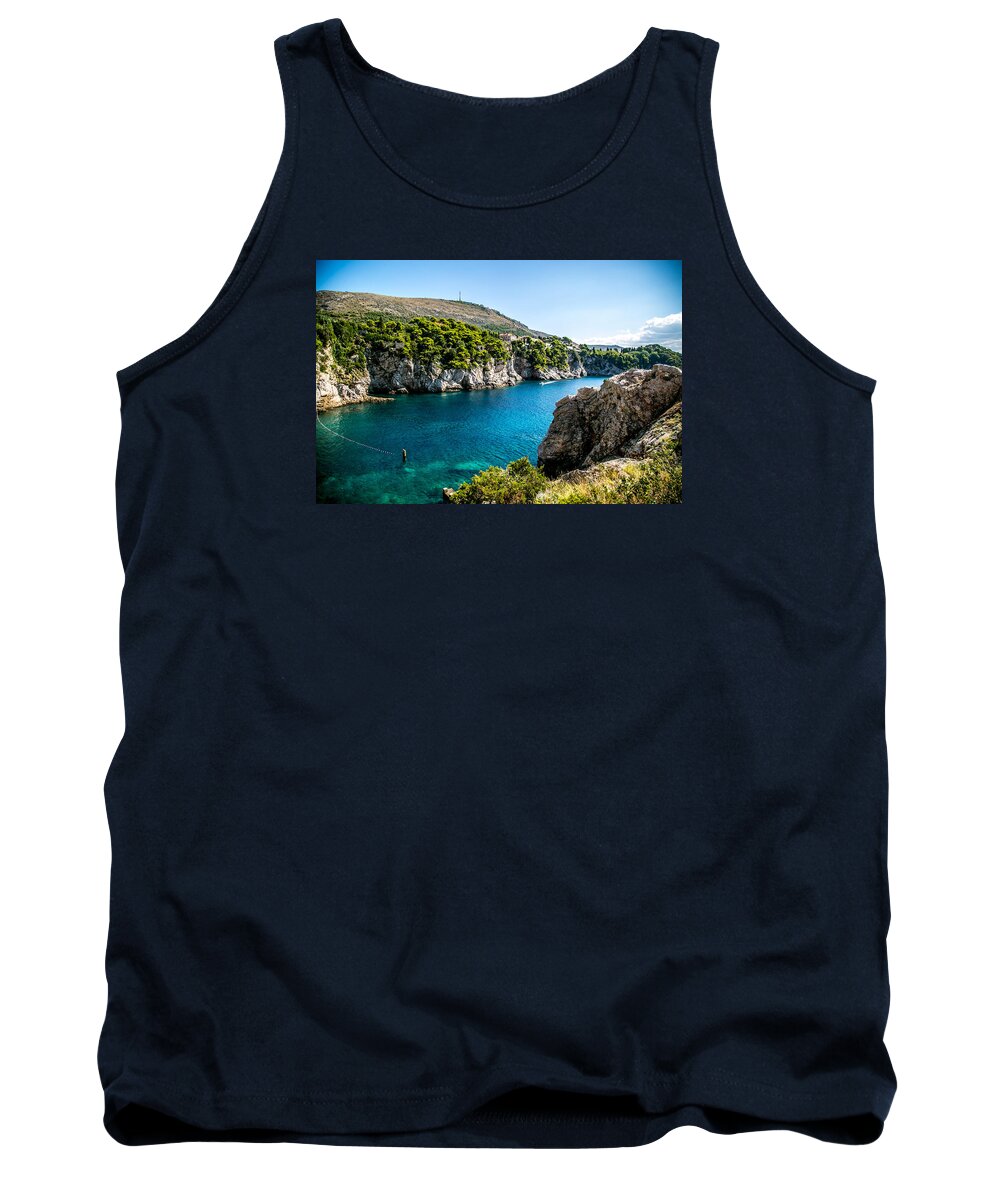 Beach Tank Top featuring the photograph Beach in Dubrovnik by Lev Kaytsner