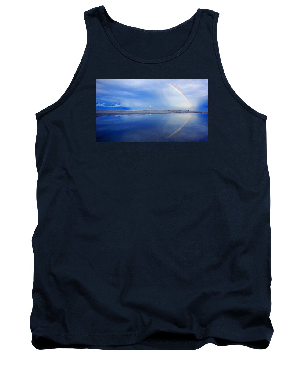 Rainbow Tank Top featuring the photograph Beach Rainbow Reflection by Lawrence S Richardson Jr