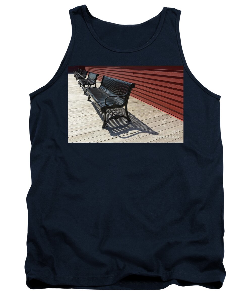 Bench Tank Top featuring the photograph Bench Lines and Shadows 0841 by Steve Somerville