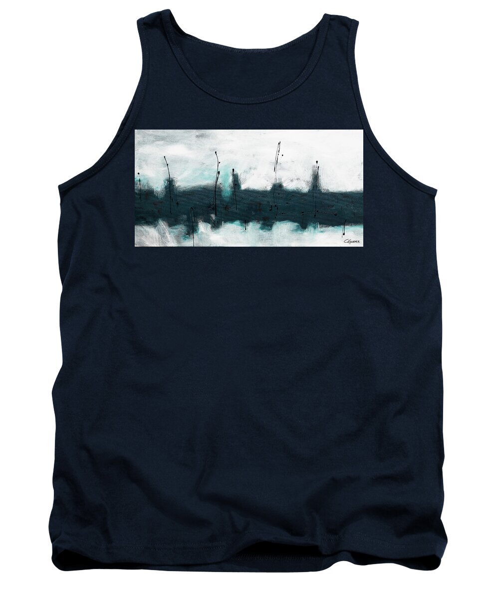 Abstract Art Tank Top featuring the painting Blue Harbour by Carmen Guedez