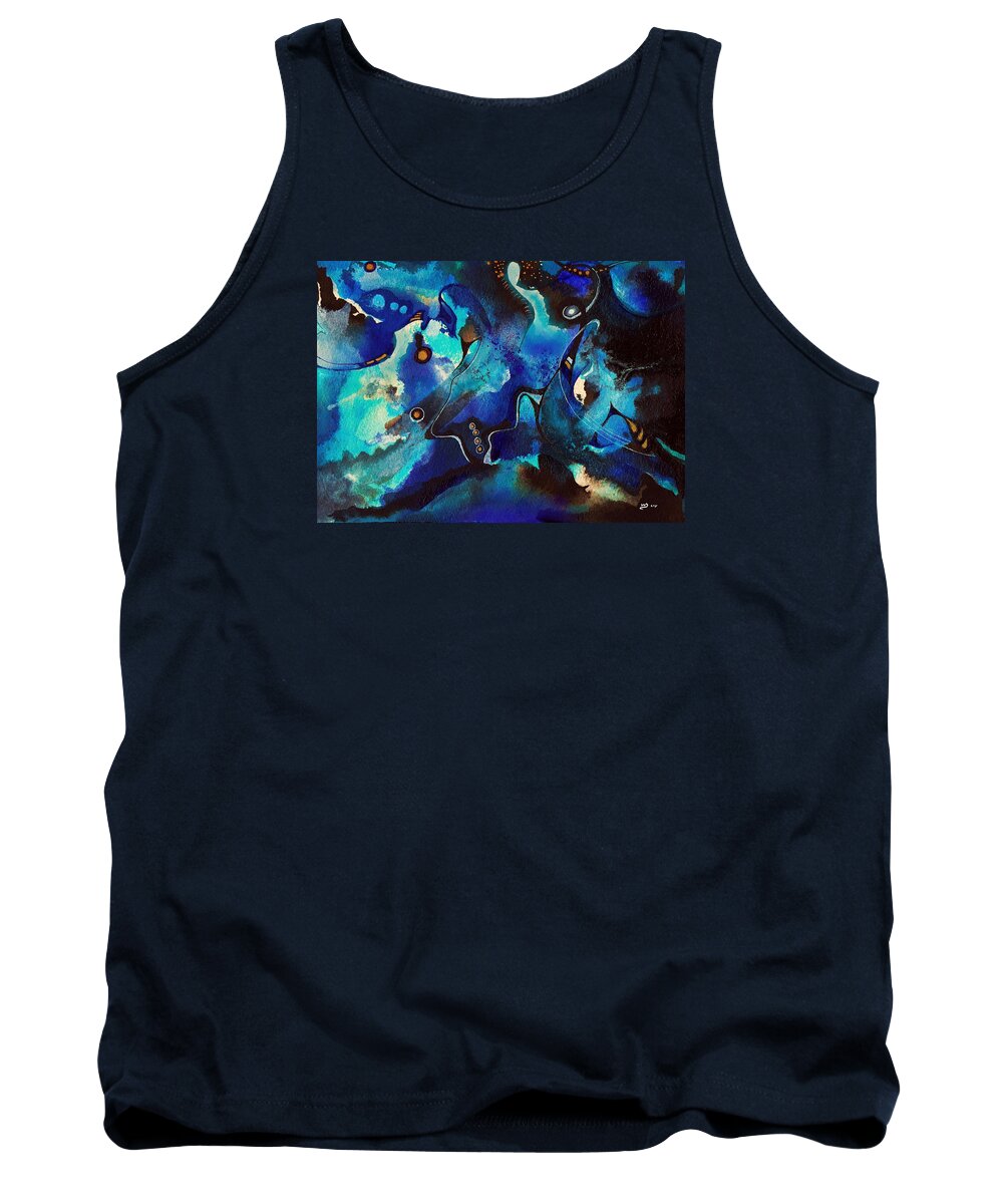 Abstract Painting Tank Top featuring the painting Blue Scenery by Wolfgang Schweizer