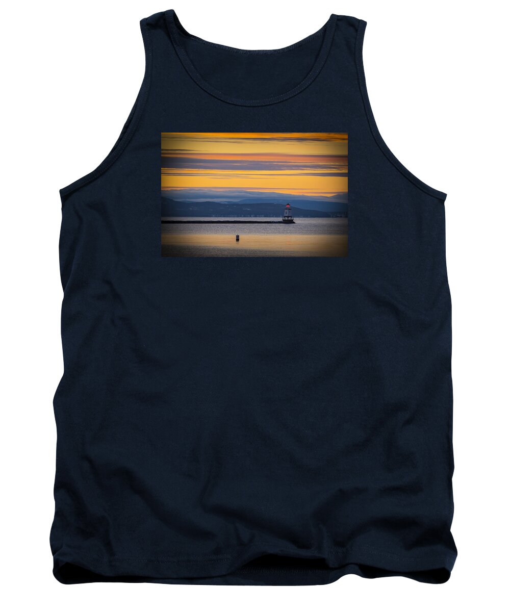 Lighthouse Tank Top featuring the photograph Burlington Lighthouse Sunset by Vance Bell