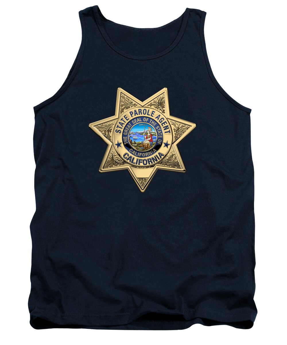 'law Enforcement Insignia & Heraldry' Collection By Serge Averbukh Tank Top featuring the digital art California State Parole Agent Badge over Blue Velvet by Serge Averbukh