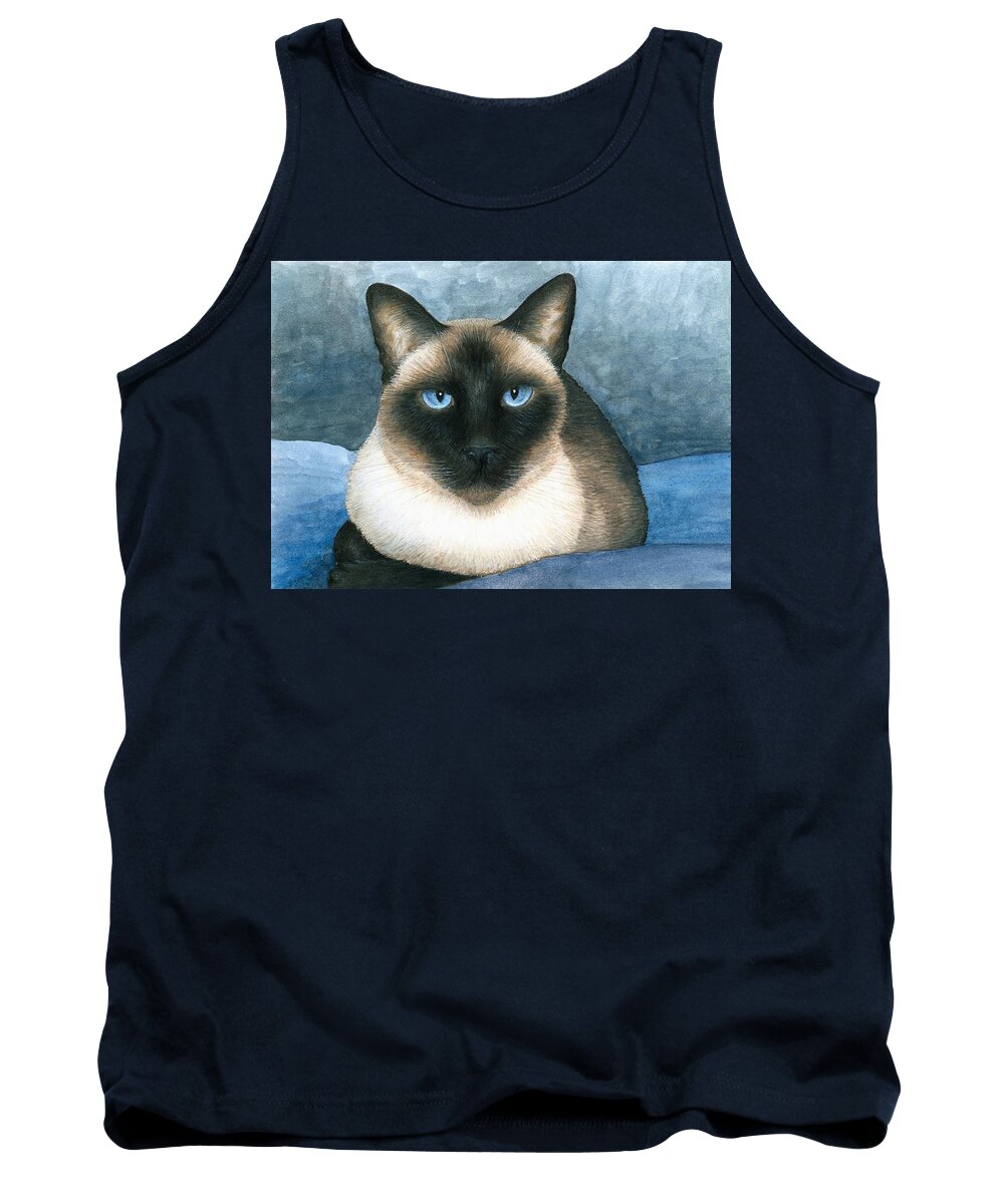 Cat Tank Top featuring the painting Cat 547 Siamese by Lucie Dumas