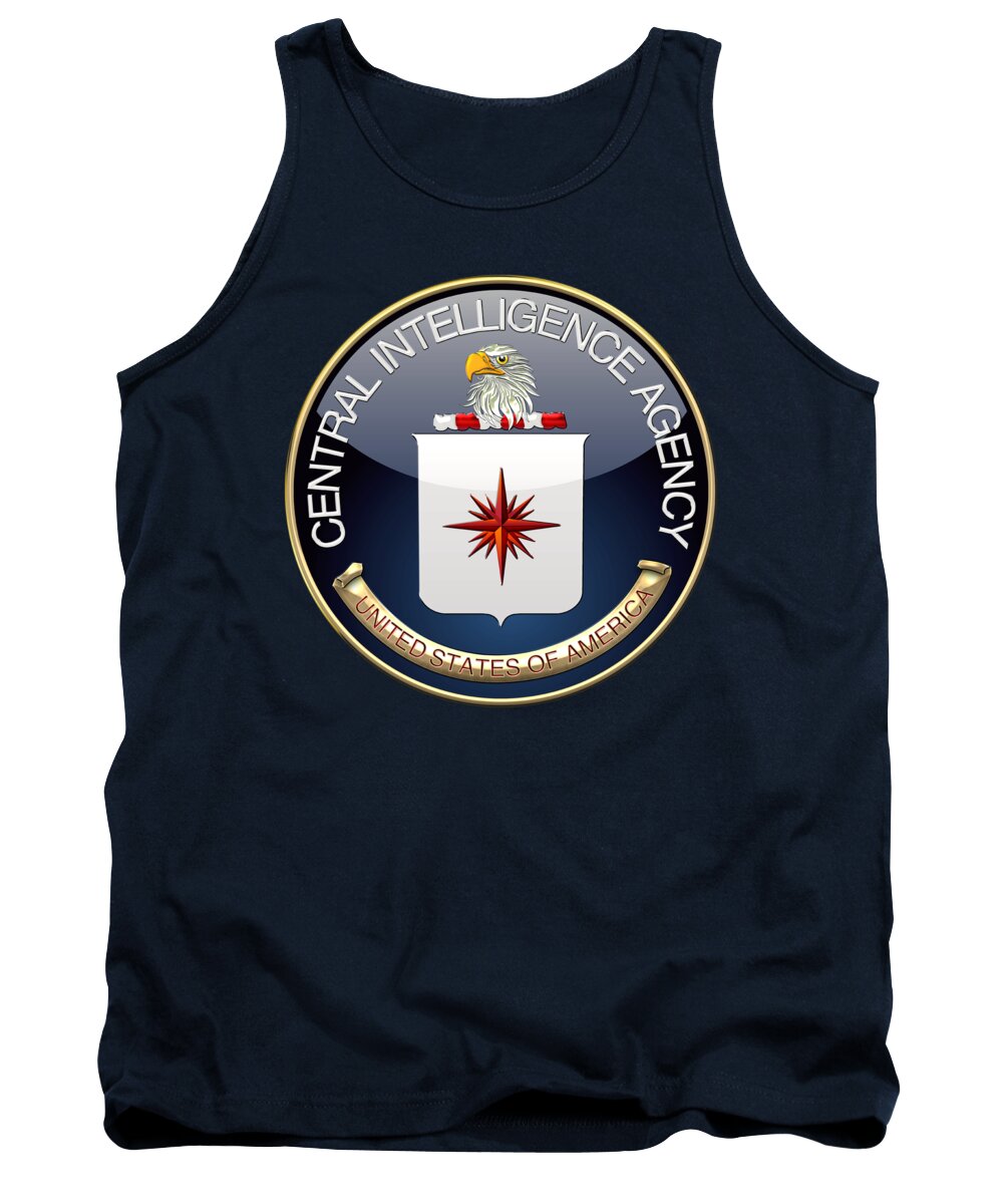 'military Insignia & Heraldry 3d' Collection By Serge Averbukh Tank Top featuring the digital art Central Intelligence Agency - C I A Emblem on Blue Velvet by Serge Averbukh