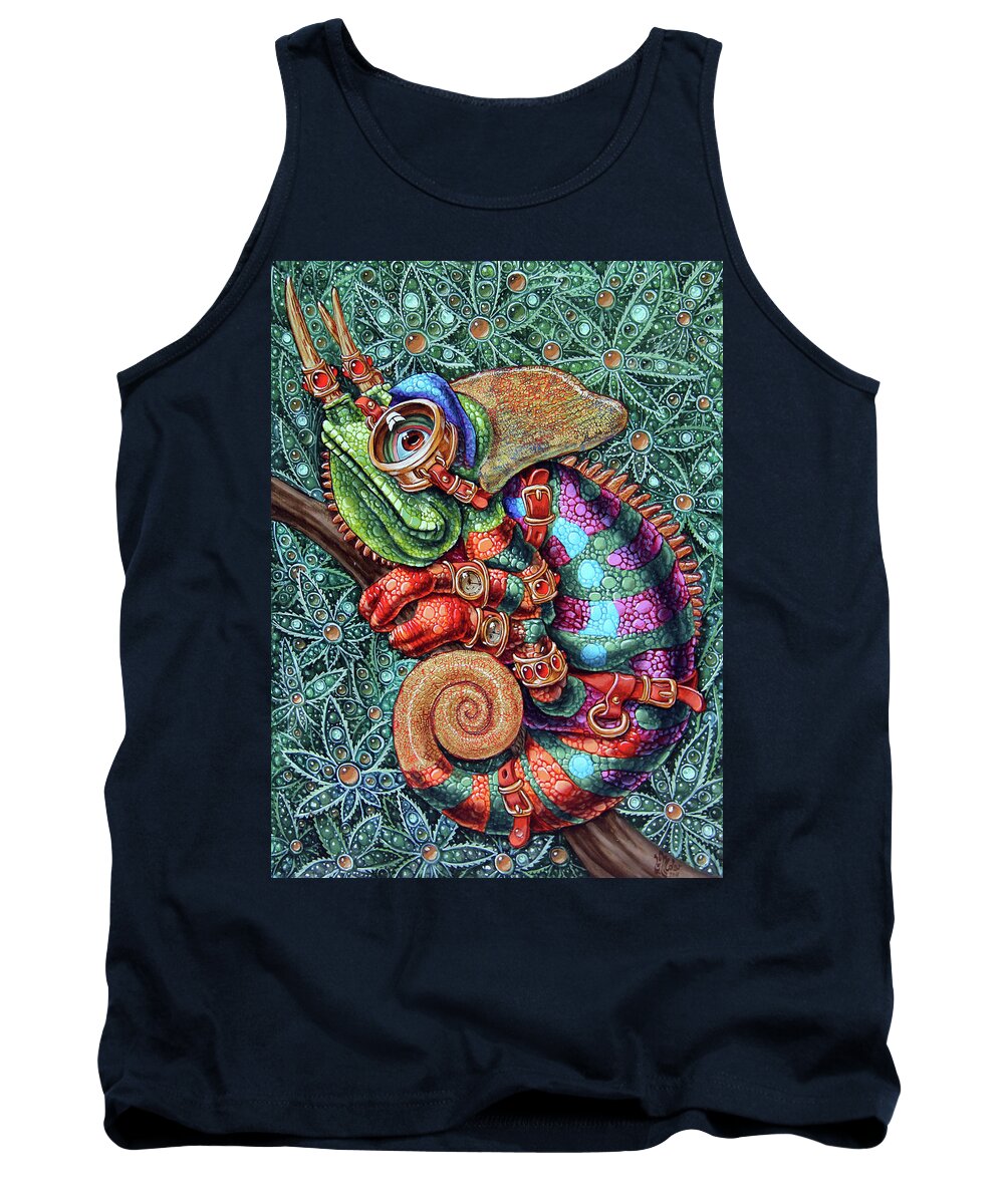 Steampunk Tank Top featuring the painting Chameleon by Victor Molev