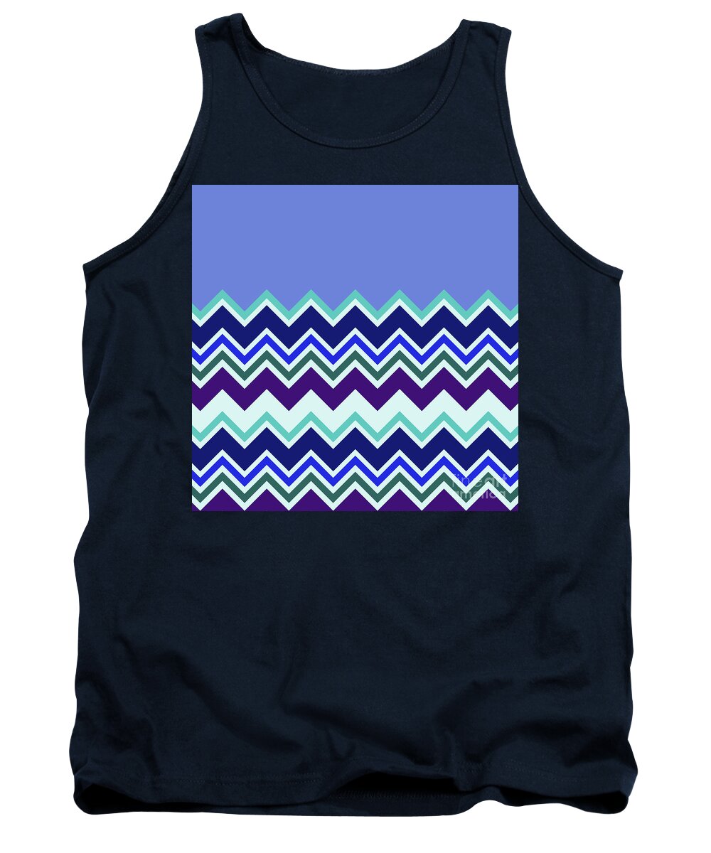 Lavender Tank Top featuring the digital art Chevron Lavender Turquoise Blue Purple Zigzag Pattern by Beverly Claire Kaiya