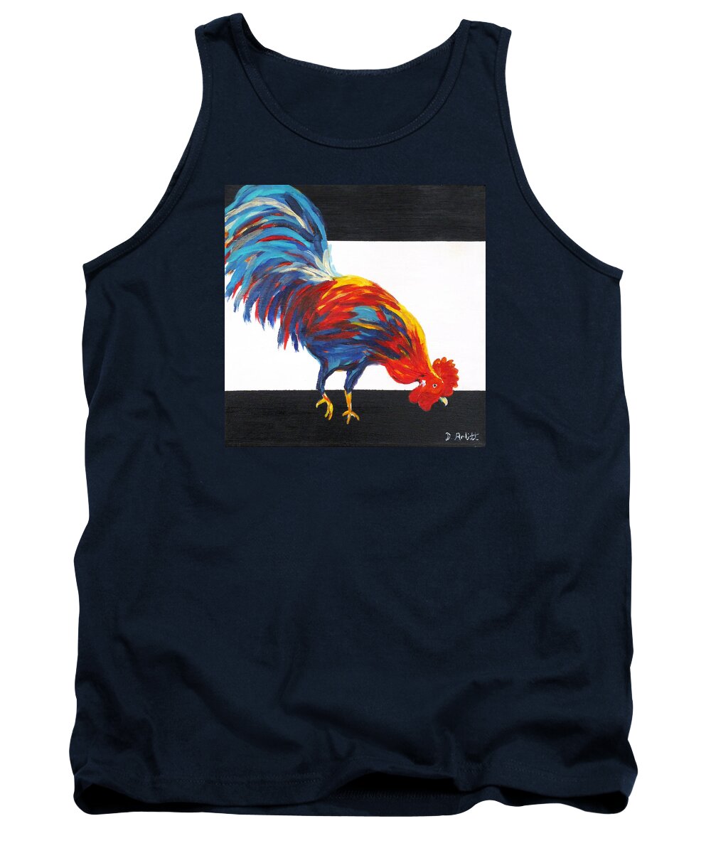 Rooster Tank Top featuring the painting Cock-a-doodle-doo-too by Diane Arlitt