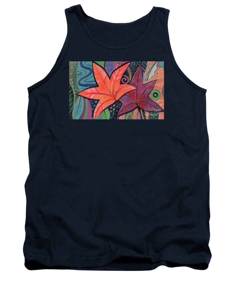 Leaves Tank Top featuring the painting Colorful Fall by Helena Tiainen