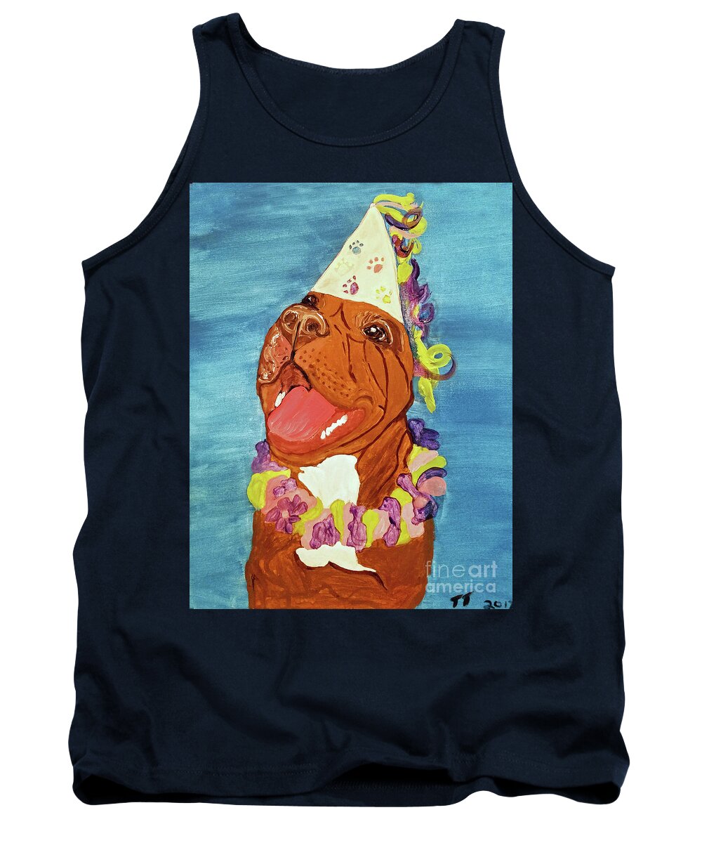 Pet Tank Top featuring the painting Date With Paint Feb 19 Kayna by Ania M Milo