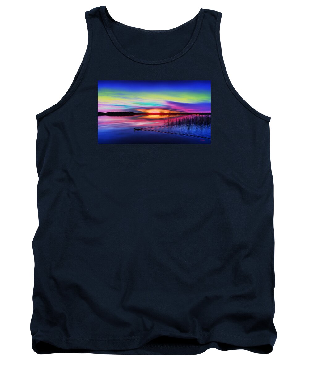 Water Tank Top featuring the digital art Duck Sunset by Gregory Murray