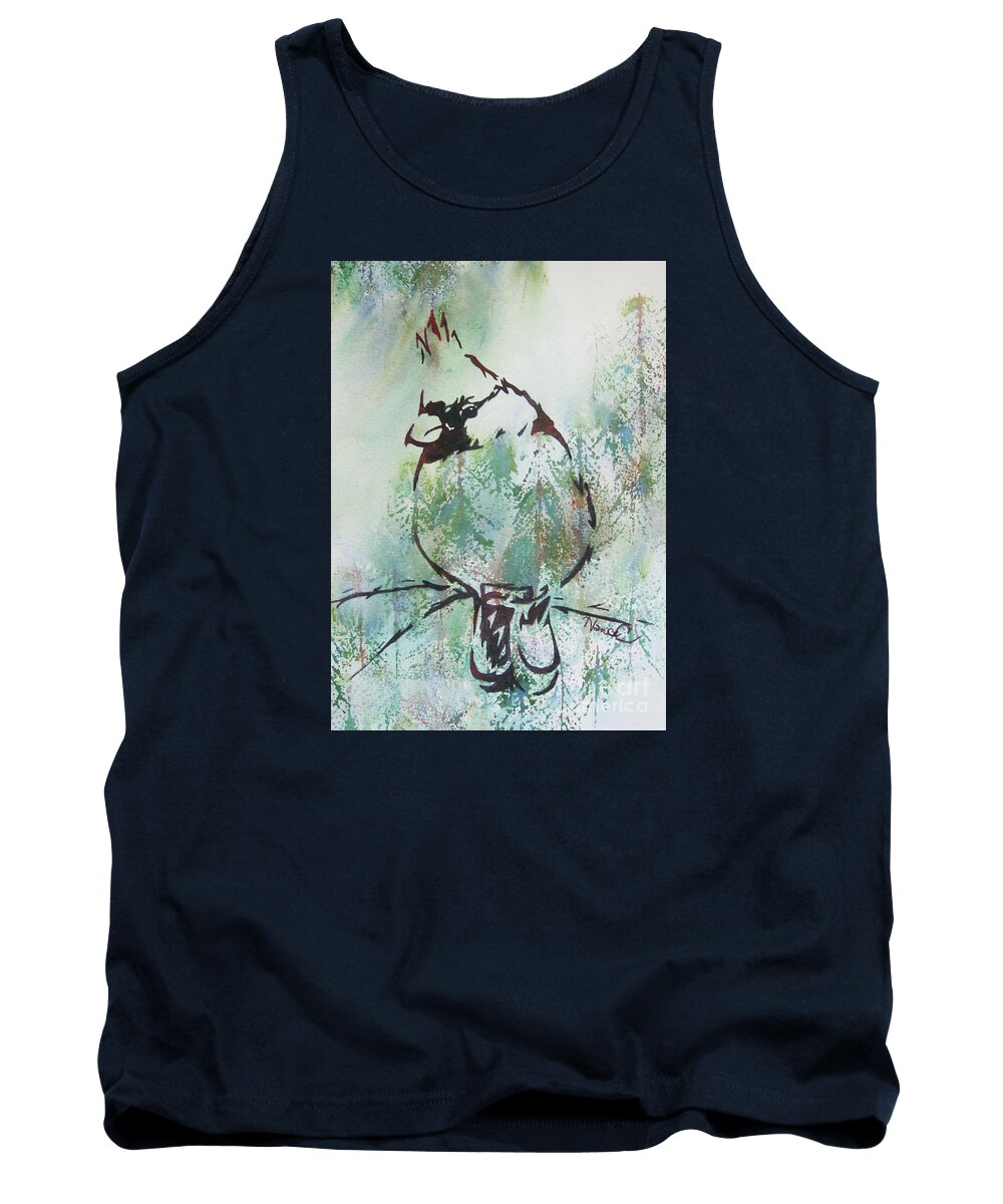 Nancy Charbeneau Tank Top featuring the painting Experimental Cardinal by Nancy Charbeneau