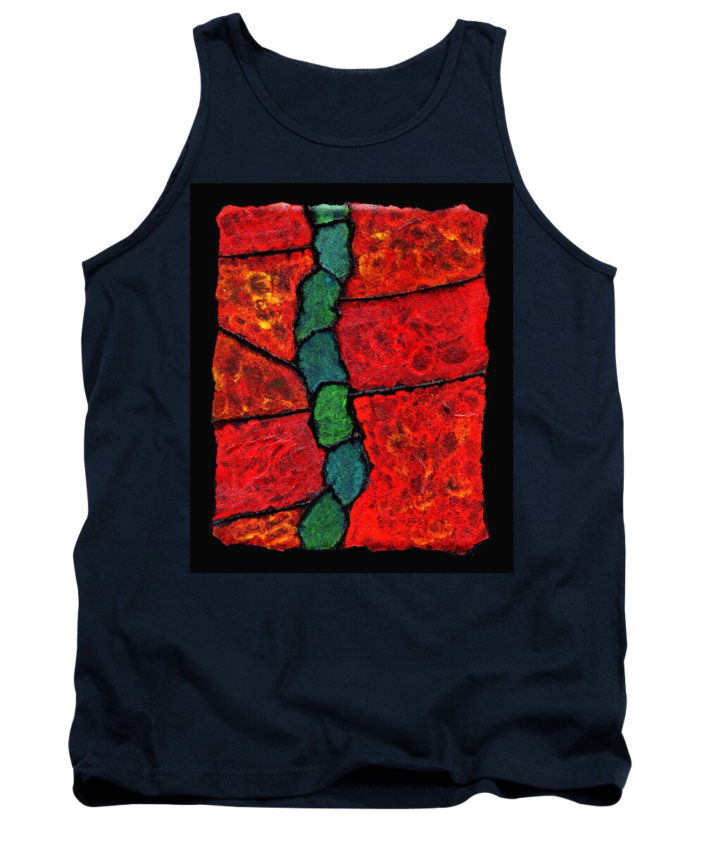 Abstract Tank Top featuring the painting Faux Tile Painting One by Wayne Potrafka