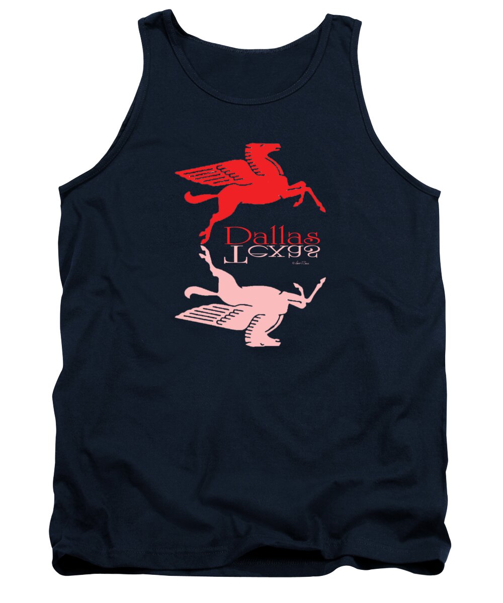  Tank Top featuring the digital art Flying Red Horse Dallas Texas Reflection T-Shirt by Robert J Sadler