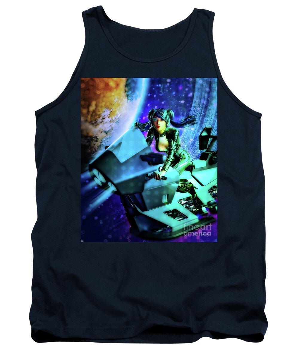 Sci-fi Tank Top featuring the digital art Flying Through Galaxies by Alicia Hollinger