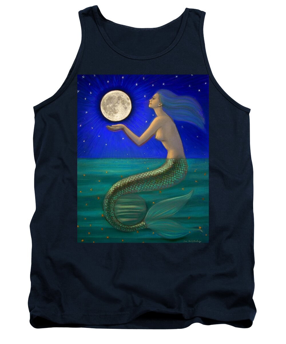 Mermaids Tank Top featuring the painting Full Moon Mermaid by Sue Halstenberg