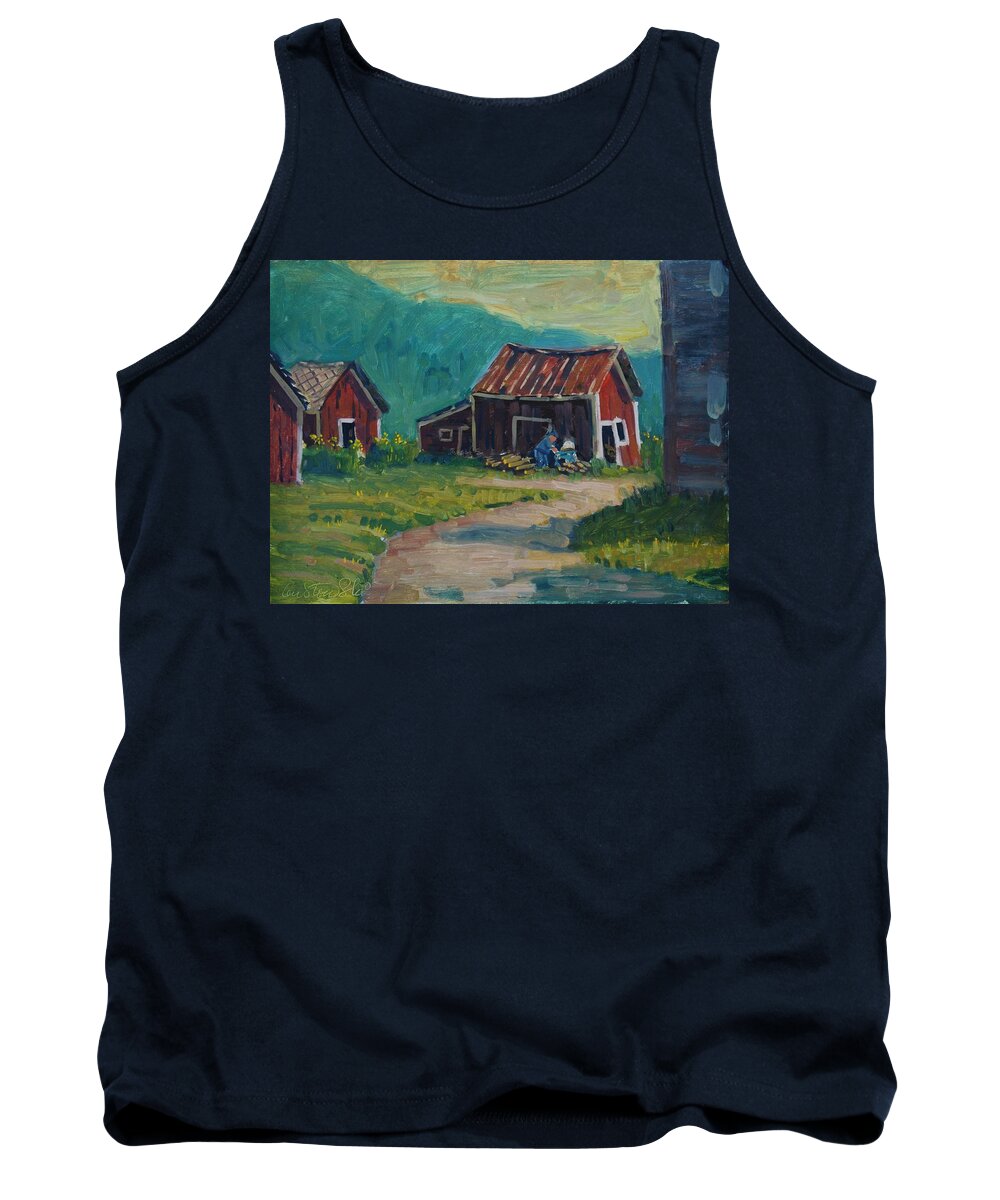 Red Barns Tank Top featuring the painting Getting Ready For Winter by Len Stomski