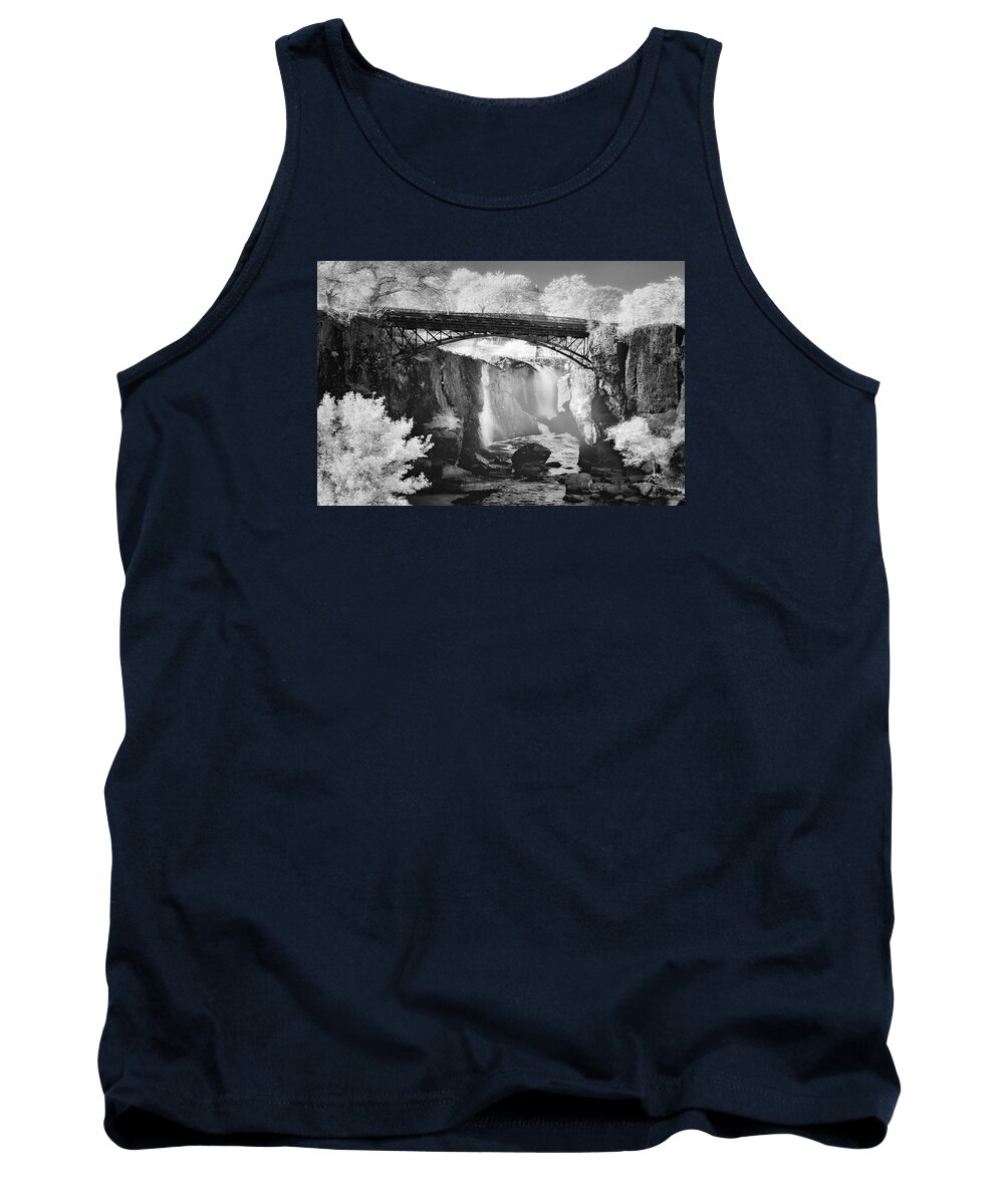 Great Falls State Park Tank Top featuring the photograph Great Falls Paterson NJ BW by Susan Candelario