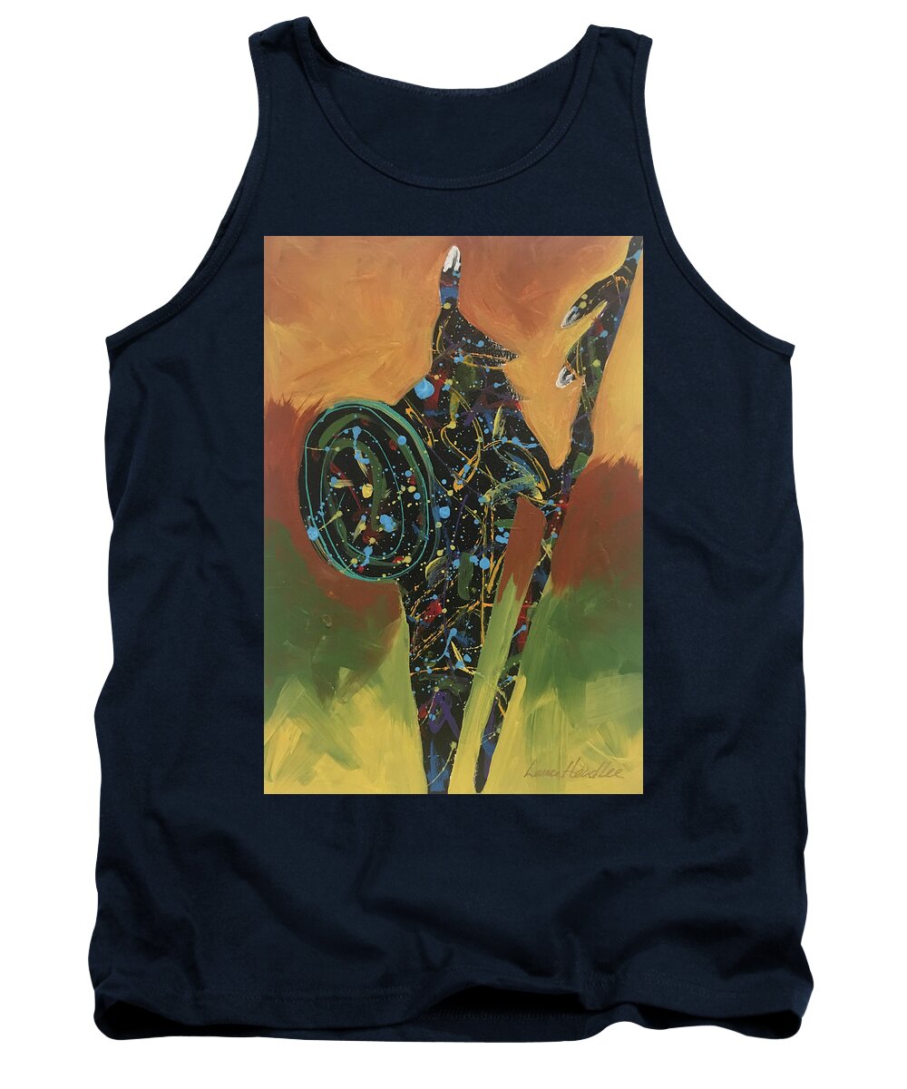 Indian Tank Top featuring the painting Green Shield by Lance Headlee
