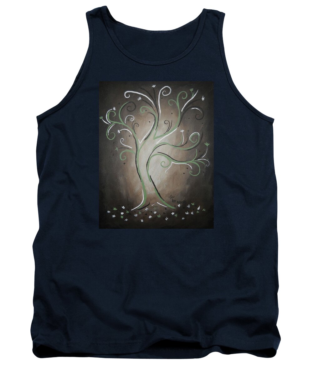 Tree Tank Top featuring the painting Green Tree by Cami Lee